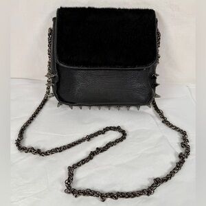 Black Spiked Chain Shoulder Bag Punk Goth Faux Leather